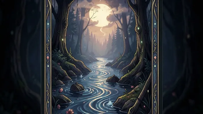 Расклад Таро Река жизни на газлайтинг — художественное изображение реки из карт в тумане