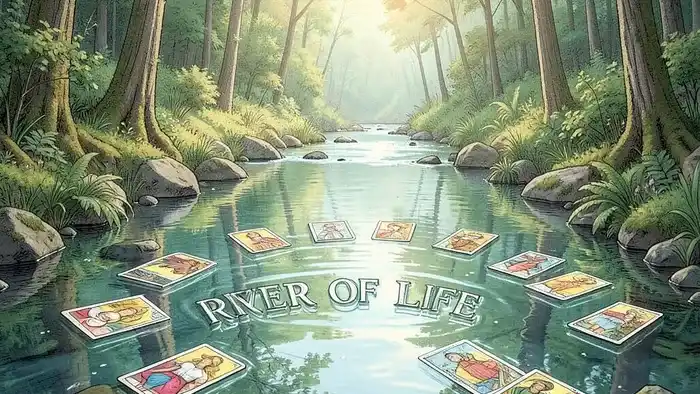 Расклад Таро «река жизни» на найм сотрудника – визуальная иллюстрация реки с картами