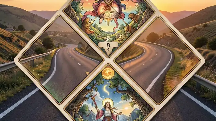 Расклад Таро «ромб» на автопутешествие – визуальная схема