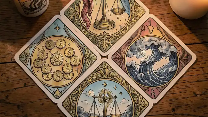 Расклад Таро «ромб» на финансовый кризис – визуальное изображение