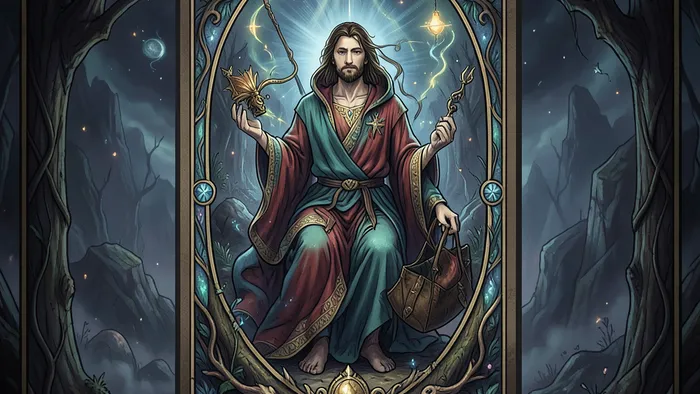 Расклад Таро Ромб на мотивацию: схема из четырех карт в вершинах ромба на темном фоне