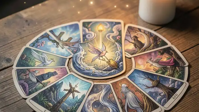 Расклад Таро «роза ветров» на новую работу — визуальная иллюстрация