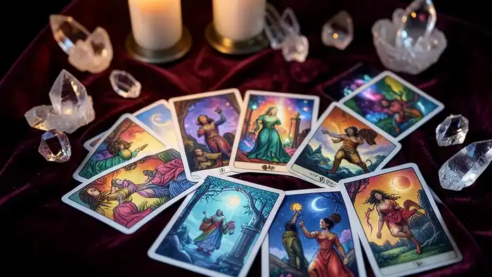 Расклад Таро "роза ветров" на путешествие с восемью направлениями и центральной картой