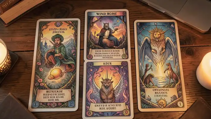 Расклад Таро «роза ветров» на учебу – карта, книги, ноутбук