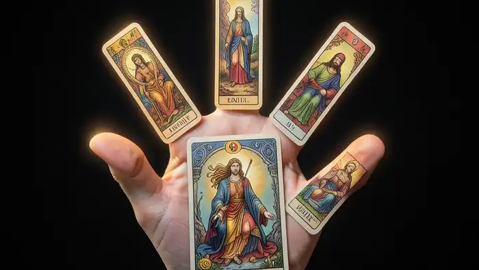 Расклад Таро «рука судьбы» на панические атаки – изображение руки из карт