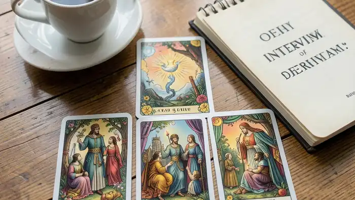 Расклад Таро «рука судьбы» на собеседование — карта на столе