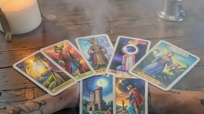расклад таро рука судьбы позвонит ли он с семью картами, выложенными по форме руки