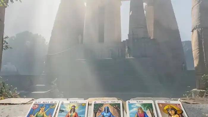 Расклад Таро "щит" на Египет — схема позиций с божествами Маат, Тот, Исид, Гор, Сет, Бастет, Ра