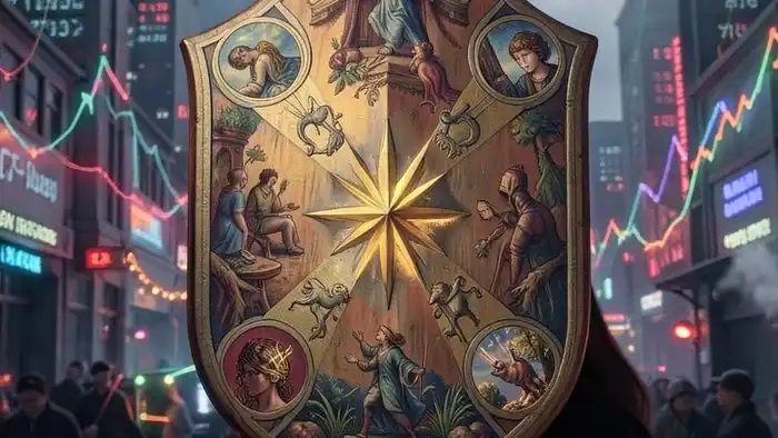 Расклад Таро "щит" на криптовалюту — схема из семи карт, показывающая внутренний щит инвестора
