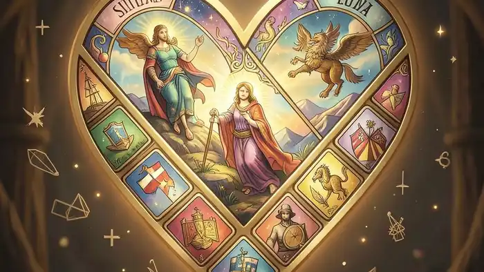 Расклад Таро «сердце» на гражданство – карта сердца с символами стран