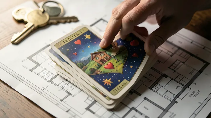 Расклад Таро «Сердце» на покупку дома: карты, выложенные в форме сердца на плане этажа