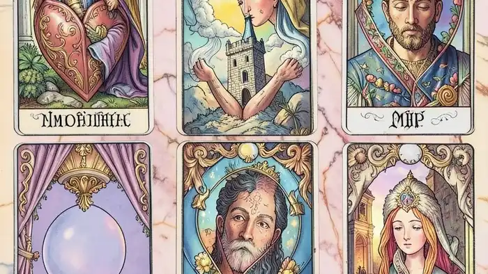 Расклад Таро "сердце" на профессиональное выгорание — схема из семи позиций с картами