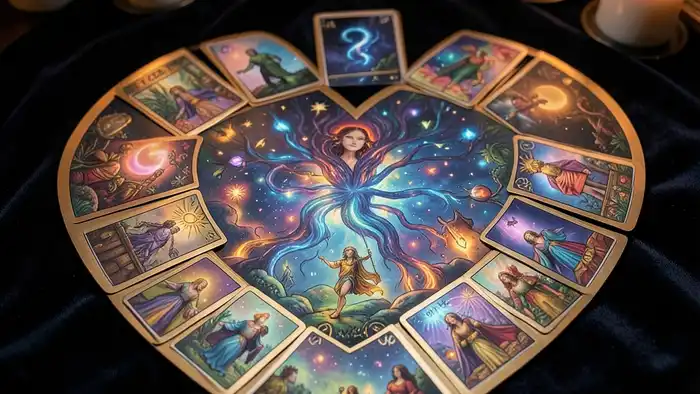 Расклад Таро сердце на удачный день, изображение расклада