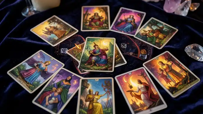 расклад таро спираль на алименты и деньги — схема позиций с картами