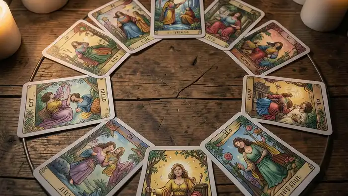 Расклад Таро «спираль» на чувства партнёра – визуальная схема