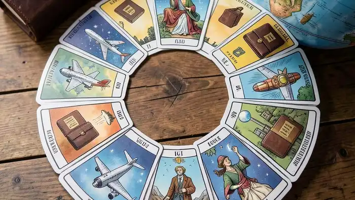 Расклад Таро спираль на карьеру за границей – визуализированная спираль с символами международной работы