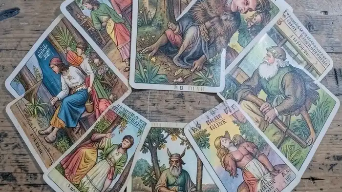 Расклад Таро "спираль" на начальника — схема из семи карт, выложенных по спирали, в стиле Rider-Waite-Smith