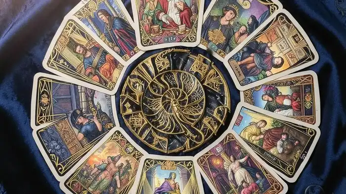 Расклад Таро "спираль" на препятствия — схема из семи карт, расположенных по спирали, включая центральную позицию