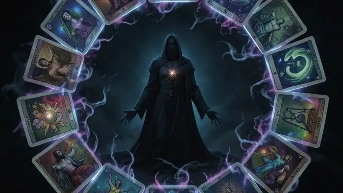 Расклад Таро «спираль» на тень изображение спирали карт с теневыми символами