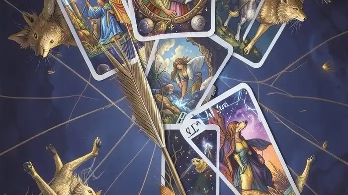 Расклад Таро "стрела" на выигрыш: схема из семи карт, показывающая энергетическую траекторию к успеху