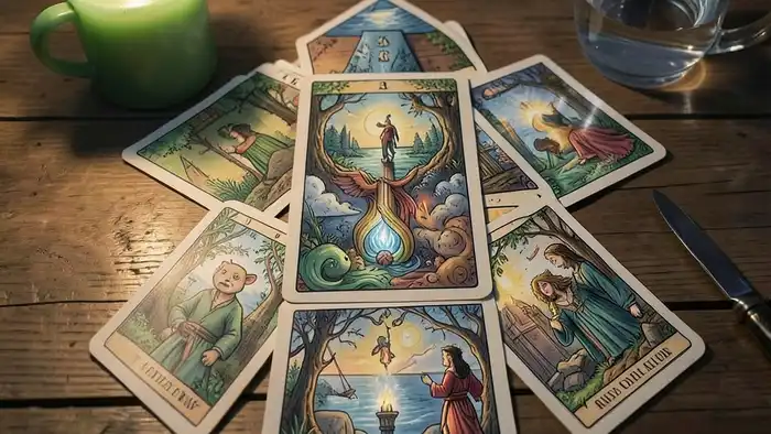 Расклад Таро «стрела» на дополнительный заработок – визуальная схема