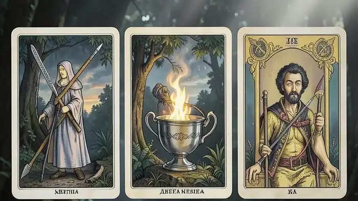 Расклад Таро «Стрела» — три карты в линии: прошлое, настоящее, будущее