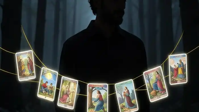 Расклад Таро "цепочка" на долголетие — схема из 9 карт, соединенных энергетическими нитями