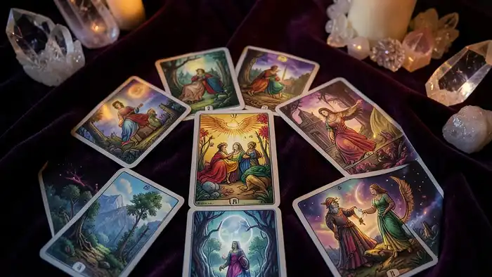 Расклад Таро "цепочка" на многодетность — схема семи позиций с ключевыми картами