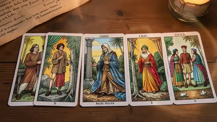 Расклад Таро «цепочка» на наследство — изображение карт