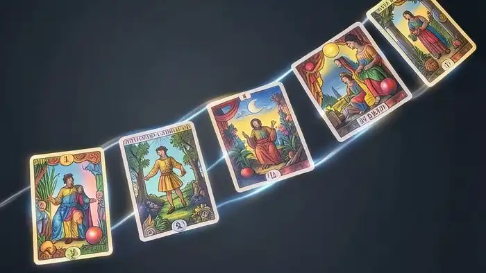 Расклад Таро "цепочка" на публичность — схема из семи карт, показывающая энергетическую цепь от внутреннего образа к внешней видимости