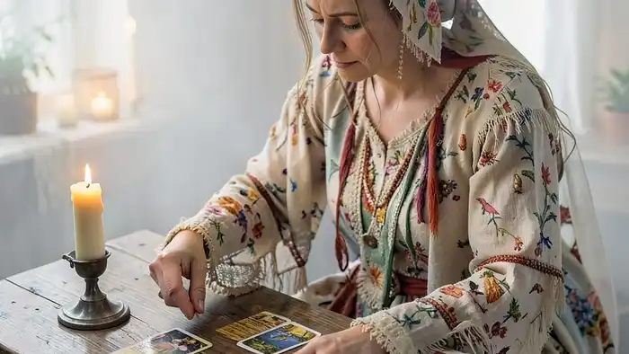 Расклад Таро "цыганский" на крестного — семь карт, раскрытых в энергетической схеме, символизирующих связь между крестным и крестником