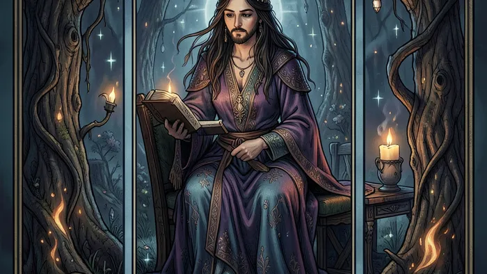 Расклад Таро «Цыганский» на отношения с матерью — схема из 7 карт на деревянном столе с эзотерической атмосферой