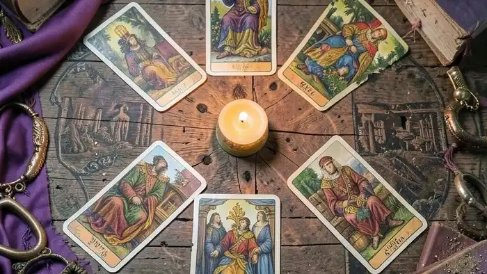 цыганский расклад таро на воспитание — схема позиций с картами и свечой