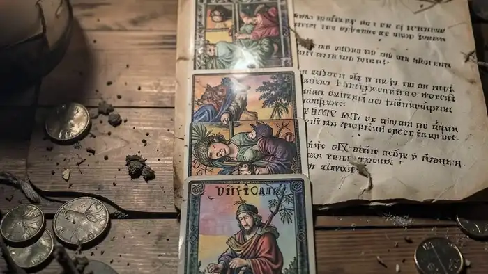 Расклад Таро "цыганский" на заговор: шесть карт, расложенные вертикально, для анализа энергетики слова