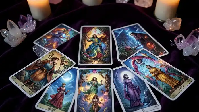 Расклад Таро "цыганский" на золото — схема из 9 карт, каждая позиция отвечает за аспект финансового потока