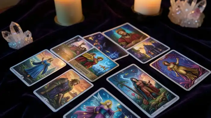 расклад таро вебинар — кельтский крест с чатом в фоне