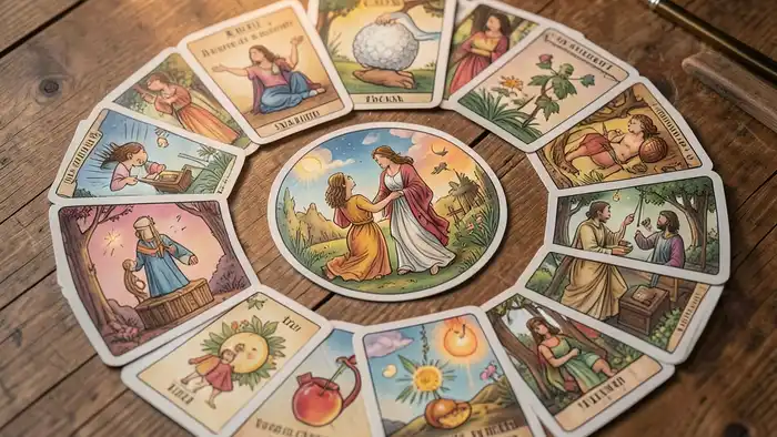 Расклад Таро «веер» на анорексию — изображение карт в виде веера