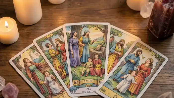 Расклад Таро «веер» на отношения с пасынком – визуальная иллюстрация