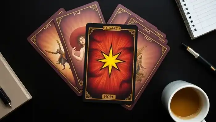 Расклад Таро Веер на работу — пять карт, выложенных веером на столе для анализа профессиональной ситуации