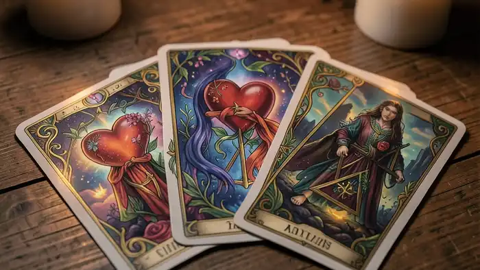 расклад Таро веер на любовный треугольник изображение