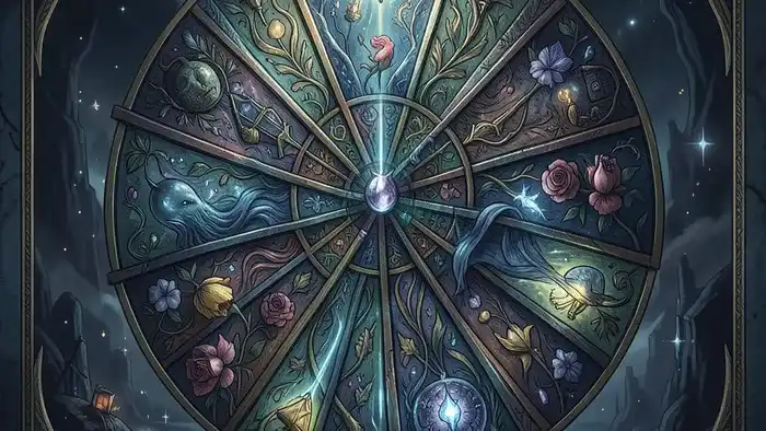 Расклад Таро «Веер» на звонок: пять карт, выложенных веером на бархатной ткани, центральная карта — Император