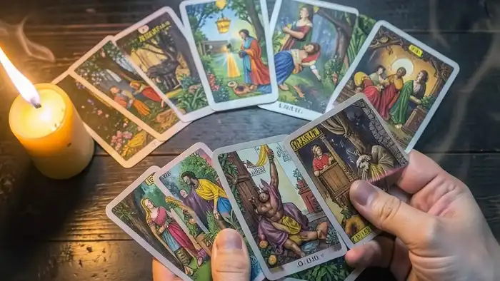 Расклад Таро "веер" вернется ли он — схема из девяти карт, выложенных полукругом