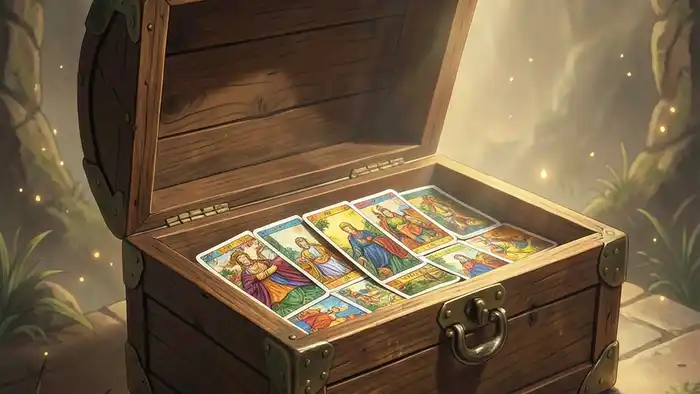 Расклад Таро «Зеркало души» на антиквариат – изображение старинного сундука с картами