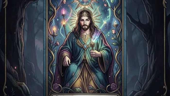 Расклад Таро Зеркало души на похудение: символическое изображение зеркала, отражающего карты Таро и символы души и тела.