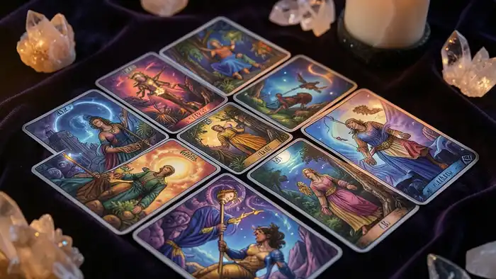 Расклад Таро "зеркало души" на послание ангелов — схема из семи карт и зеркало