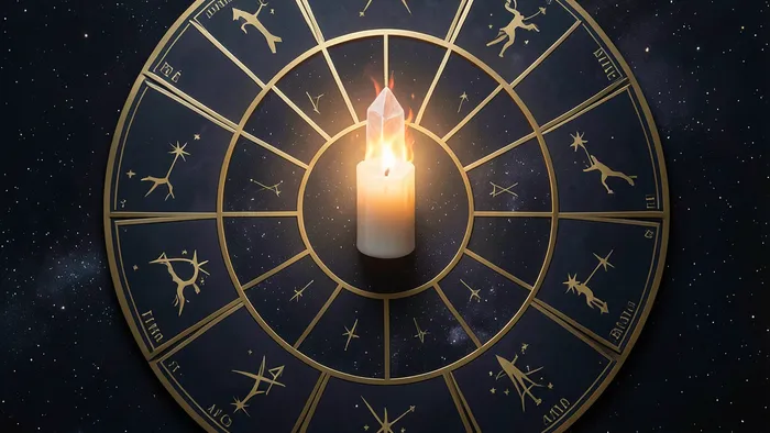 Зодиакальный расклад Таро на мотивацию: 12 карт, расположенных кругом по знакам Зодиака на фоне звёздного неба