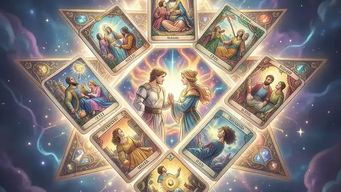Расклад Таро «звезда Давида» на чувства партнёра – визуальное изображение