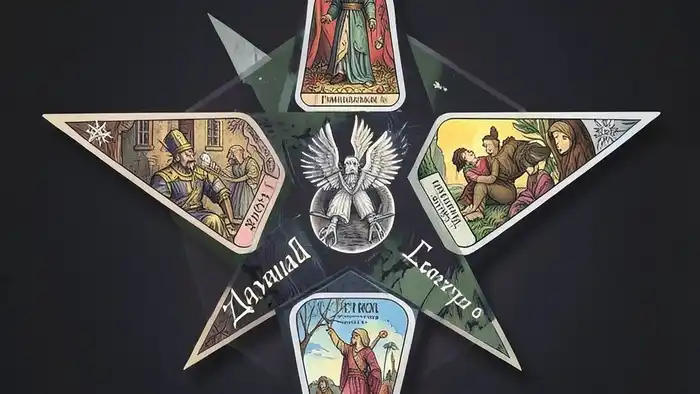Расклад Таро "звезда Давида" на романтику: шесть карт, образующих звезду, символизирующие внутреннее мужское и женское начало, прошлое, настоящее, будущее и общий путь