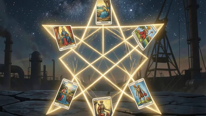 Расклад Таро Звезда Давида на вахту: схема шестиконечной звезды с картами на темном фоне