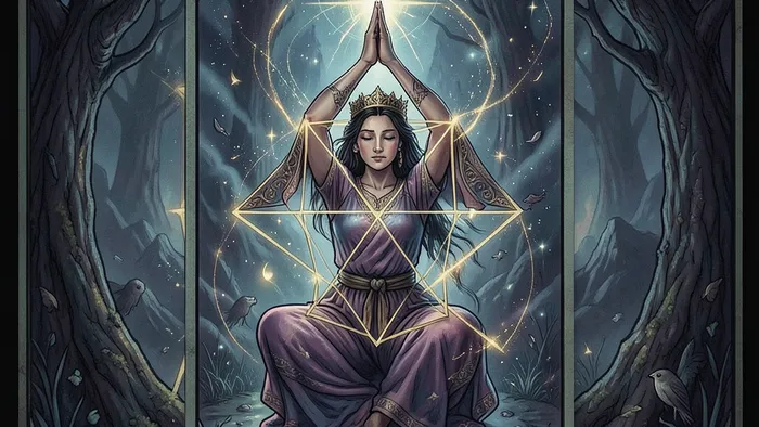 Расклад Таро Звезда Давида для йоги: схема из шести карт на коврике для йоги как инструмент для анализа духовного пути.